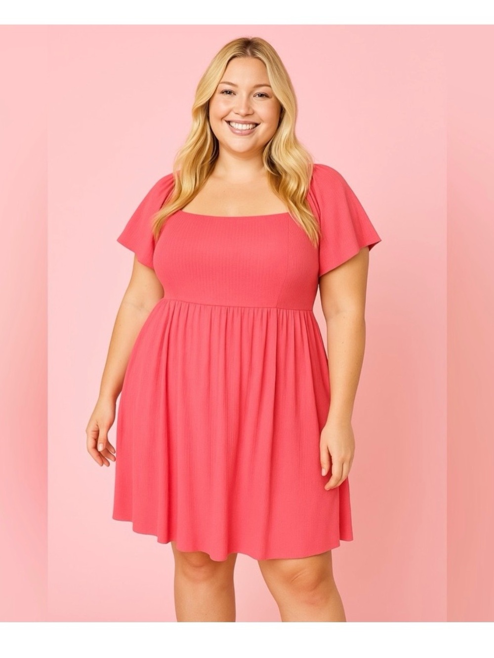 Torrid Textured Knit Flutter Sleeve Tie Back Mini Dress with pockets- size 6